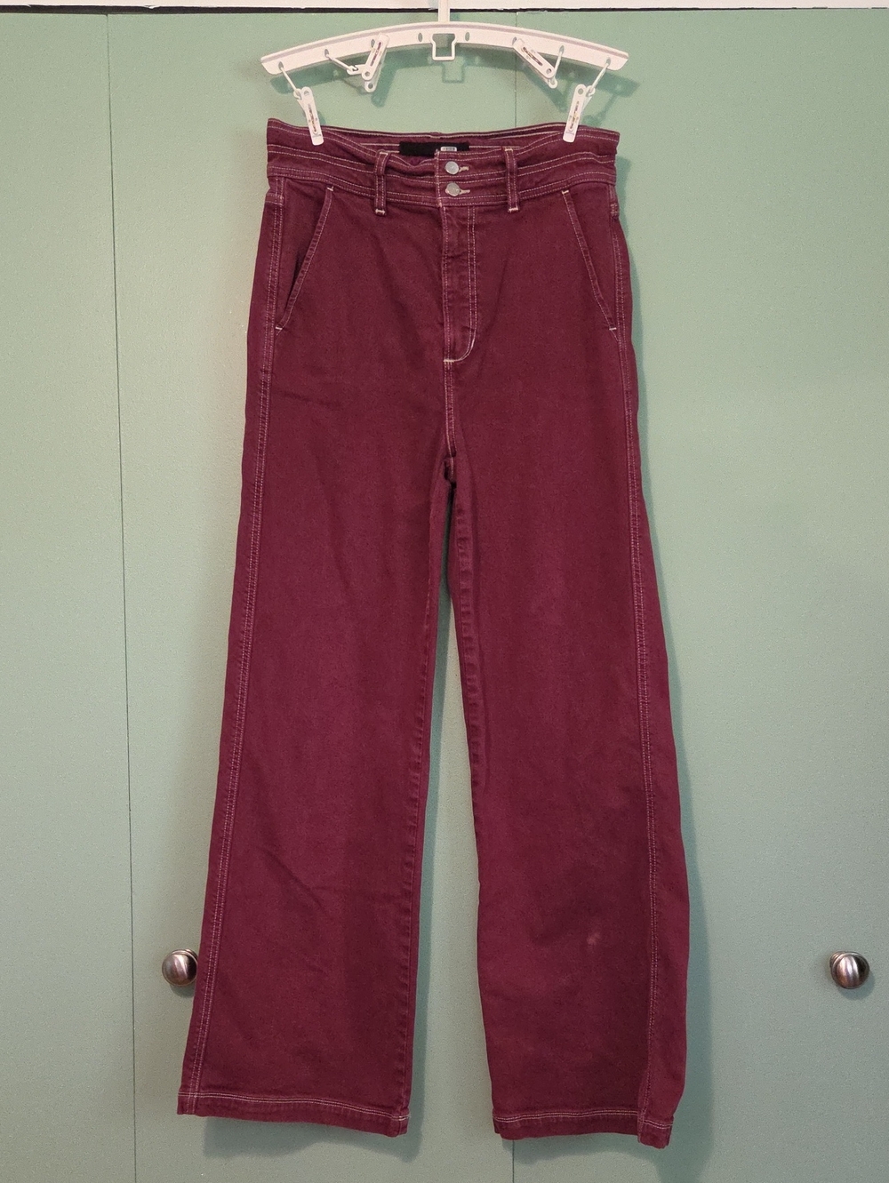Joes Jeans The Allana Burgendy High-Waist Wide-Leg Jeans Size 30